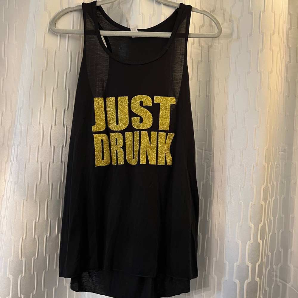 Just Drunk’ Black Tank Top- Size XXL